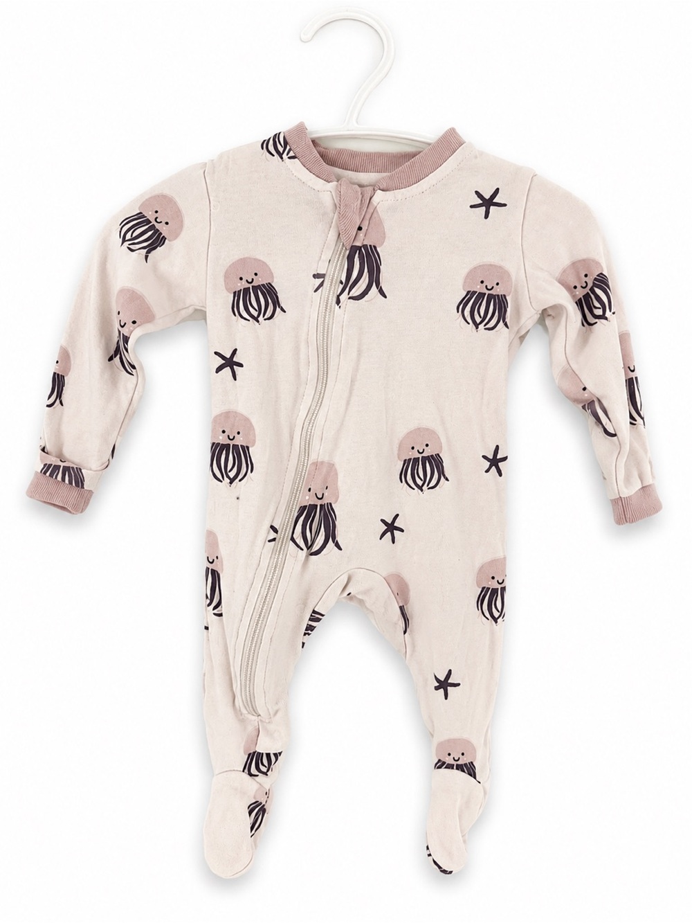 ZippyJamz Organic Cotton Pink Jellyfish Footed One-Piece